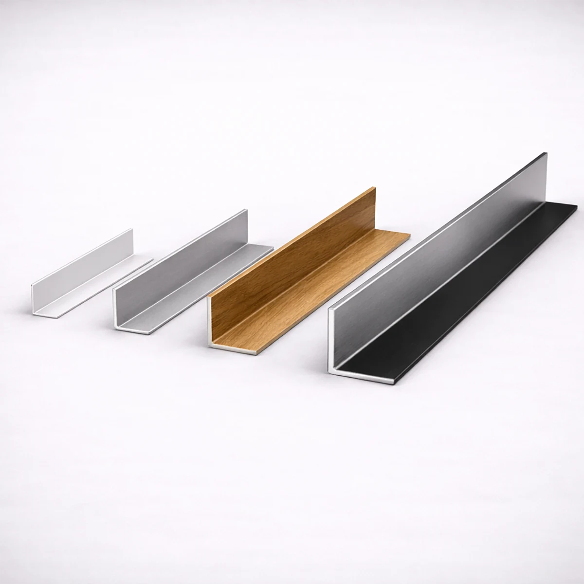 Perfil angular irregular de aluminio lados a 90