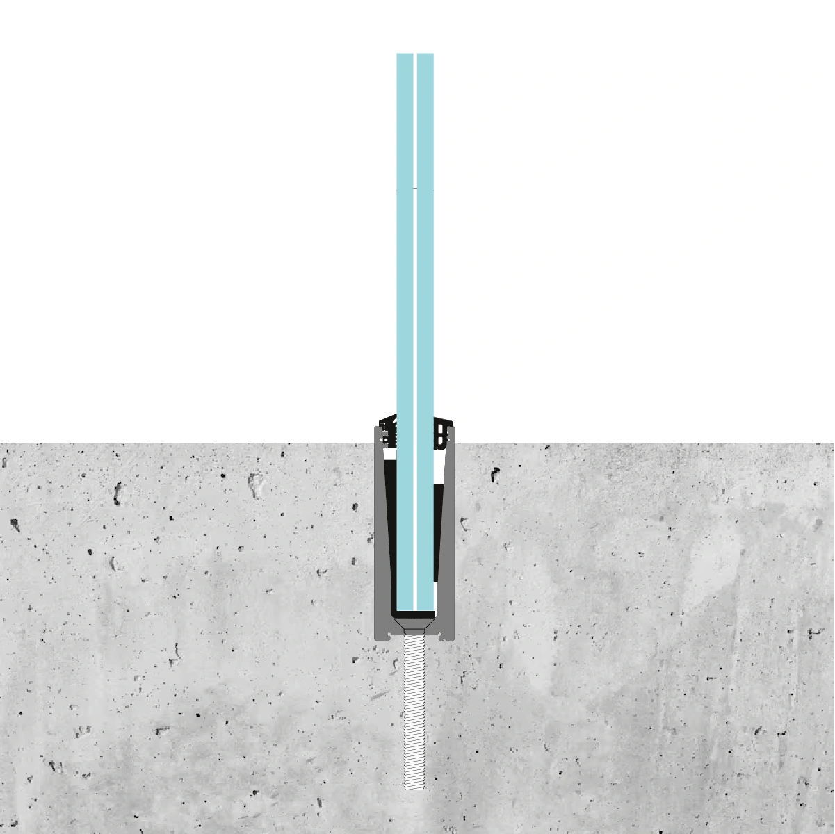 Barandilla de cristal instalación Embutida