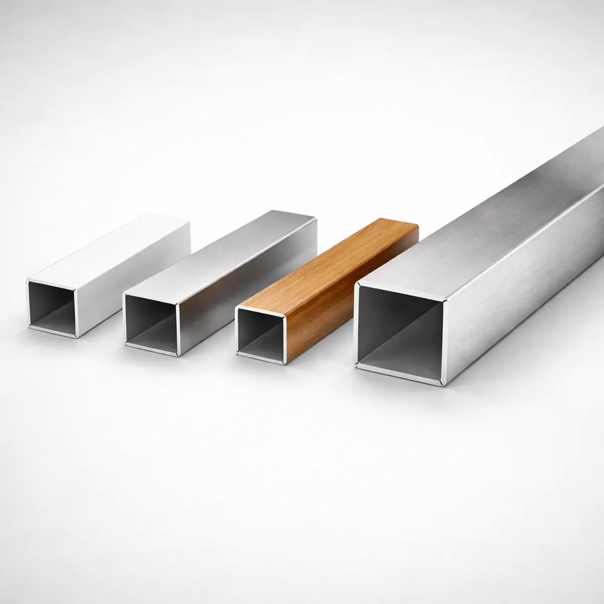 Perfil cuadrado de aluminio en diferentes acabados