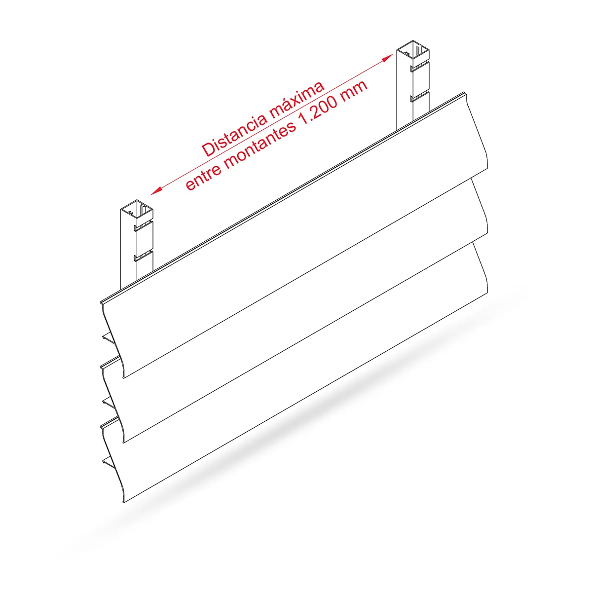 Montaje y medidas separación máxima entre montantes celosía de aluminio