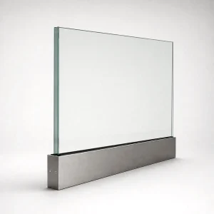 Barandilla de cristal sistema Infinity Glass Rail con perfil sobre suelo