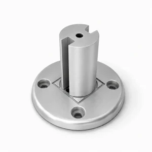 Pie redondo 30x30 mm color plata para barandilla de aluminio