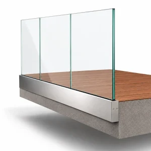 Kit completo de barandilla de cristal a canto de forjado para terrazas y balcones con sistema Infinity Glass Rail y fijación lateral