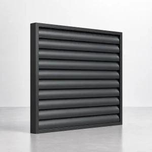 Celosía de aluminio con lama curva fija 1000 × 1000 mm en color negro