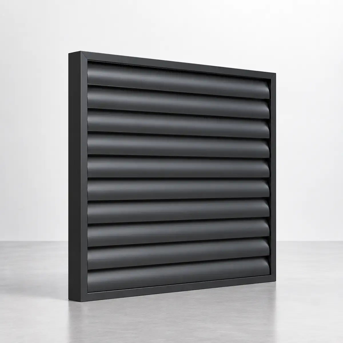 Celosía de aluminio con lama curva fija 1000 × 1000 mm en color negro